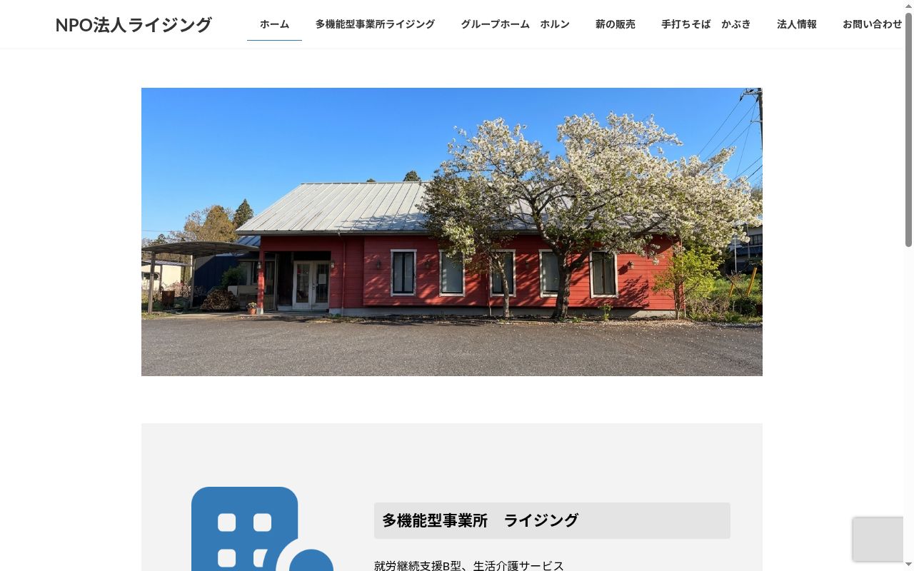 ライジングの公式サイトのスクリーンショット