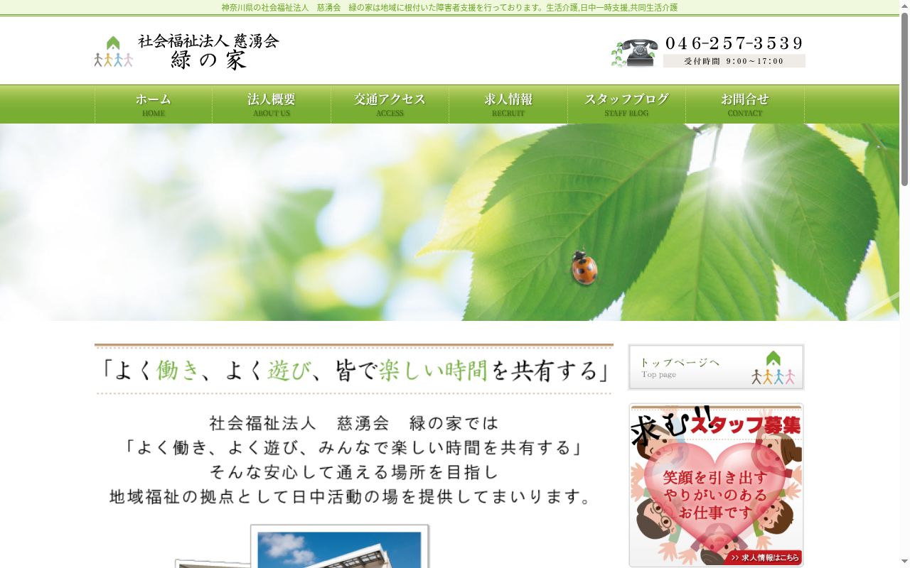 生活ホームみどりの公式サイトのスクリーンショット
