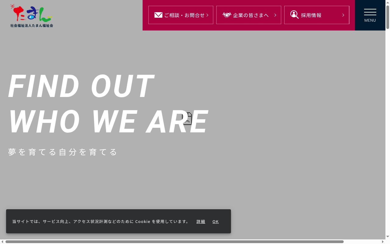 相談支援センター　たまんの公式サイトのスクリーンショット